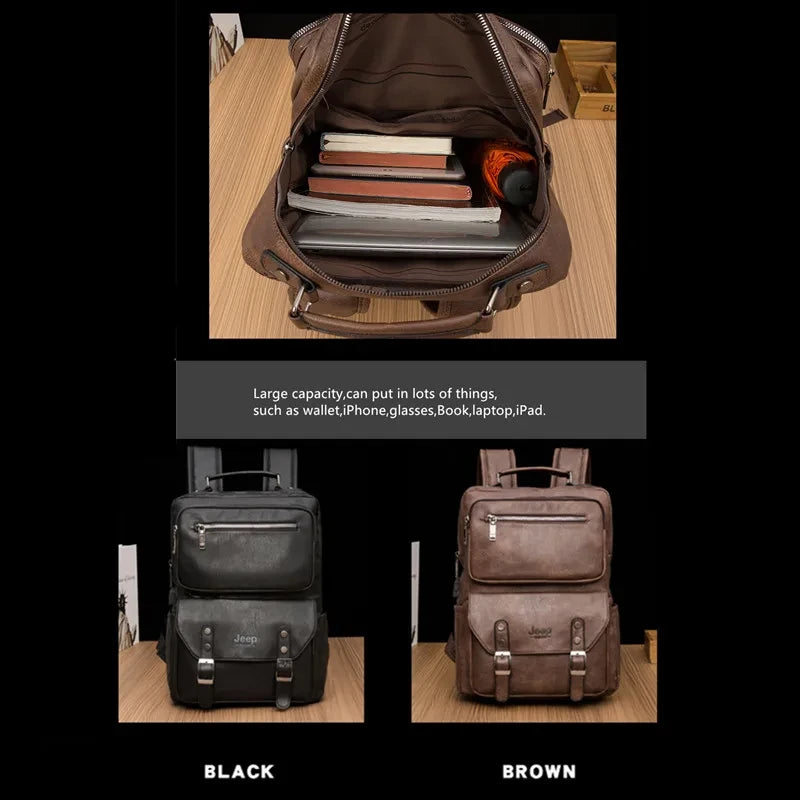 Retro Leather Computer Backpack