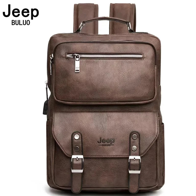 Retro Leather Computer Backpack